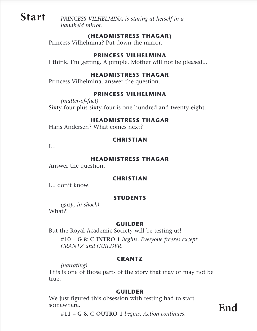 Headmistress Thagar, Princess Vilhelmina, Christian, Students, Crantz, Guilder Side