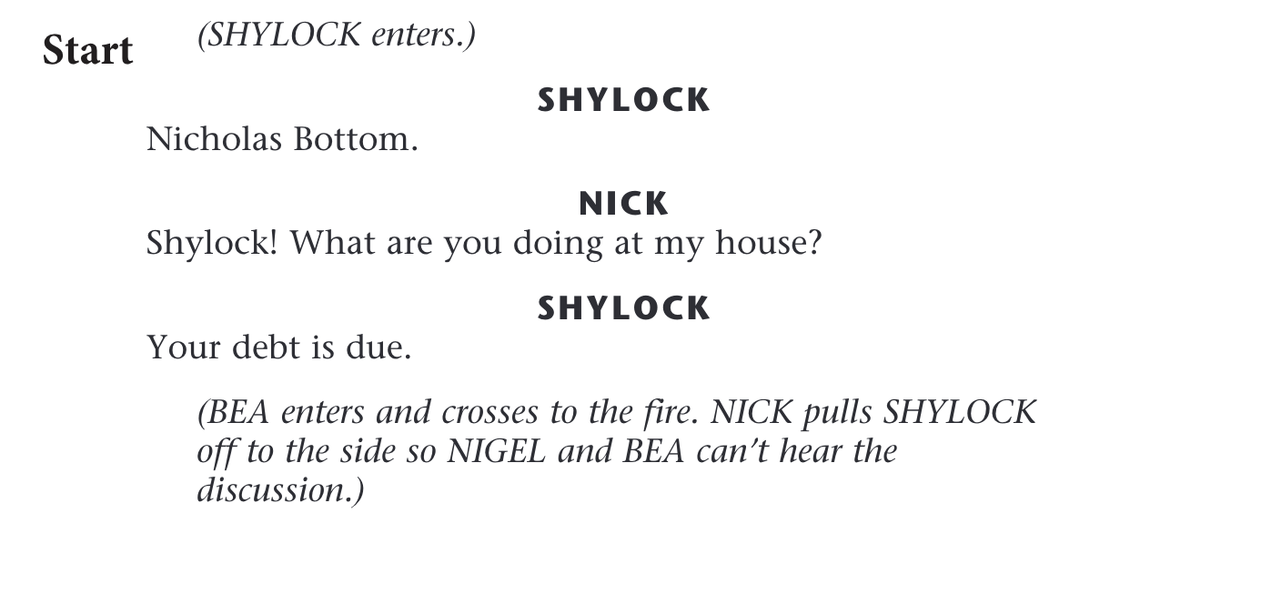 Shylock, Nick Side 1