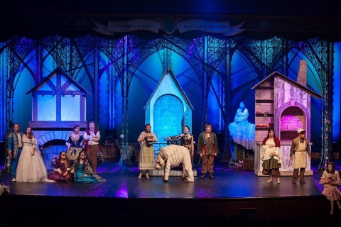 Into the Woods set rental bakers house, cinderella's house and jacks house scenery - Stagecraft Theatrical 800-499-1504