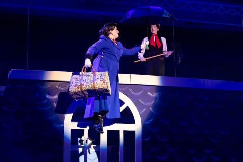 Mary floating up to rooftop