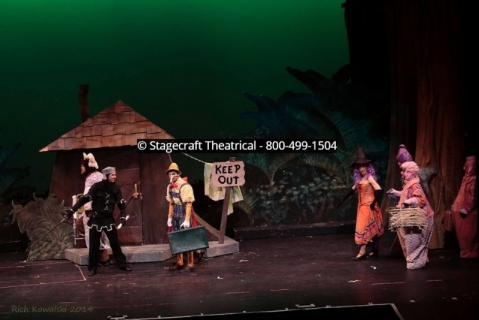 Shrek Broadway set rental package - shrek's hut and the forest --- Stagecraft Theatrical Rental 800-250-3114