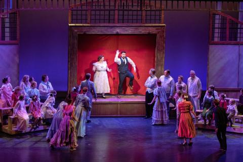 Music Man scenery rental set pieces gym set - Front Row Theatrical Rental - 800-250-3114