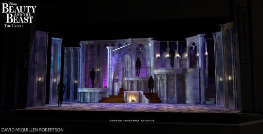Beauty and the Beast premium rental set castle from Front Row Theatrical Rental - 800-250-3114