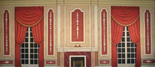 Beautiful Red Victorian Parlor used in the plays Cinderella and the Nutcracker