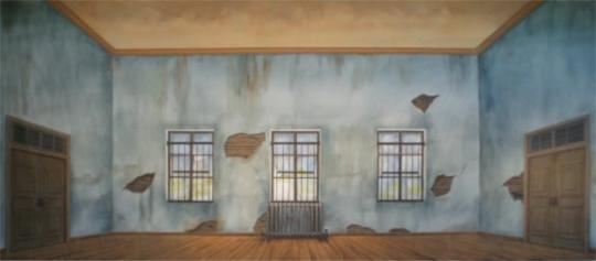 Orphanage backdrop used in the production of Annie