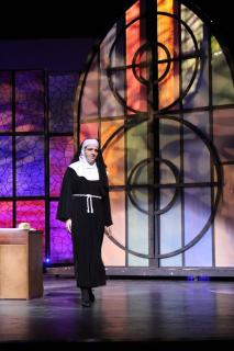 Sister Act broadway set rental ---- stained glass wall and Church --- Stagecraft Theatrical 800-499-1504