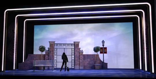 Legally Blonde rental set - no fly system needed - courtyard 