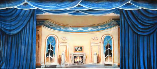 Grosh Backdrops Blue Parlor Interior Backdrop used in productions of Scrooge and Cinderella