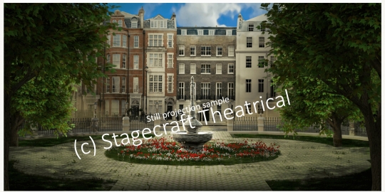 Mary Poppins park entrance digital still projection backdrop