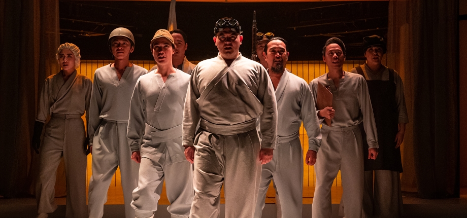 The cast of Pacific Overtures at Signature Theatre. Photo by Daniel Rader Production photo from Pacific Overtures at Signature Theatre