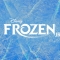 A blue icy background with snowflakes with the Disney Frozen JR logo.